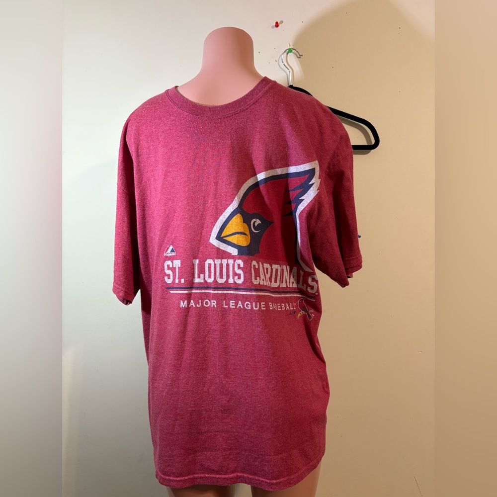 St Louis Cardinals T-shirt Mens XL Red Short Sleeve Crew Neck MLB‎ Majestic
